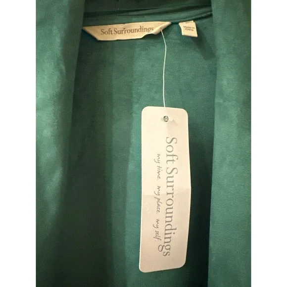 Soft Surroundings Faux Suede Paisley Open Front Waterfall Jacket Boho M NWT - Picture 9 of 10